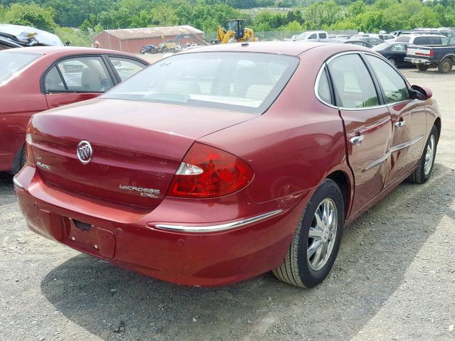 2G4WD562751160503 - 2005 BUICK LACROSSE C RED photo 4