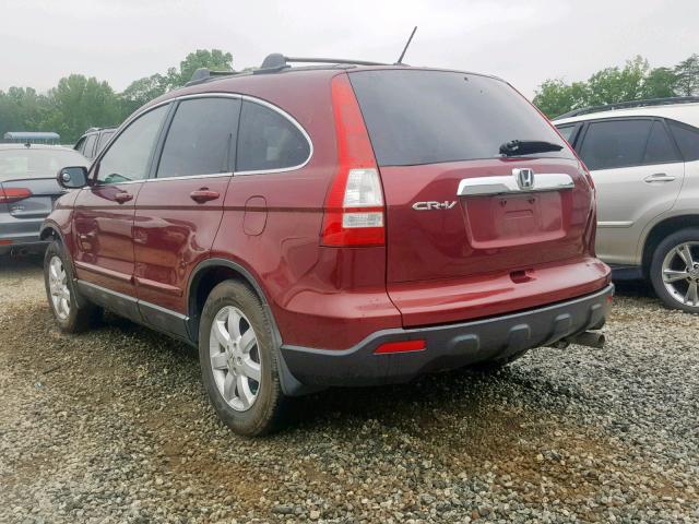 5J6RE487X8L010332 - 2008 HONDA CR-V EXL BURGUNDY photo 3