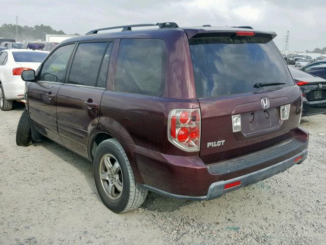 5FNYF28308B024646 - 2008 HONDA PILOT SE BURGUNDY photo 3