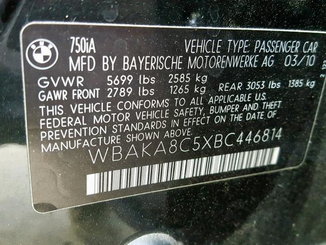 WBAKA8C5XBC446814 - 2011 BMW ALPINA B7 BLACK photo 10