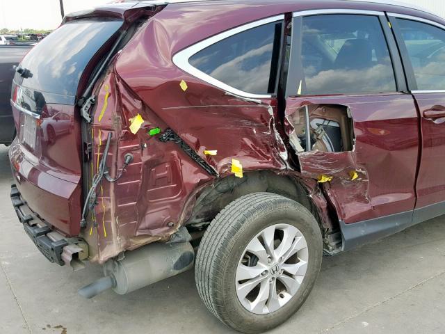 5J6RM3H78EL035013 - 2014 HONDA CR-V EXL BURGUNDY photo 9