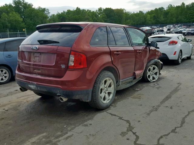 2FMDK4JC6EBA22453 - 2014 FORD EDGE SEL RED photo 4