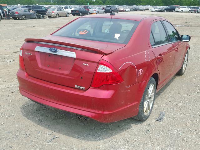 3FAHP0JA1AR301938 - 2010 FORD FUSION SEL RED photo 4