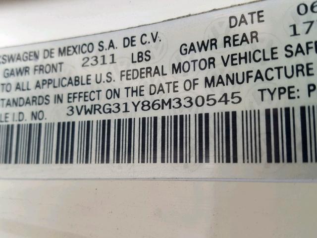 3VWRG31Y86M330545 - 2006 VOLKSWAGEN NEW BEETLE კრემისფერი ფოტო 10