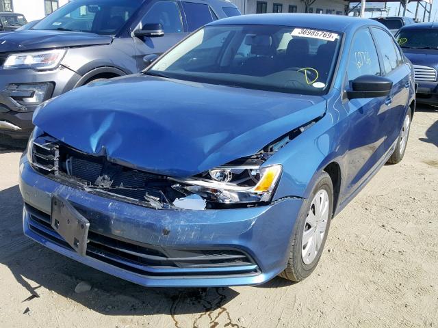 3VW2K7AJXFM327091 - 2015 VOLKSWAGEN JETTA BASE BLUE photo 2