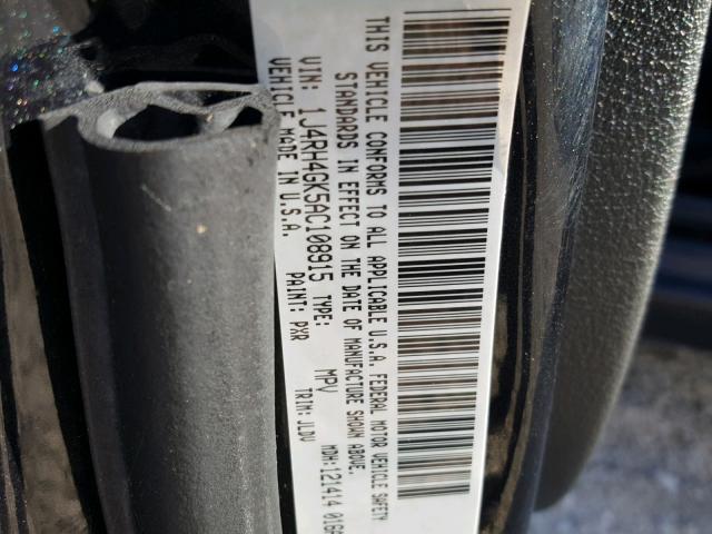 1J4RH4GK5AC108915 - 2010 JEEP COMMANDER BLACK photo 10