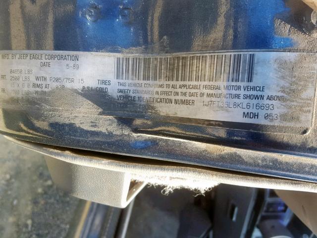 1J7FT36L8KL616693 - 1989 JEEP COMANCHE P GRAY photo 10