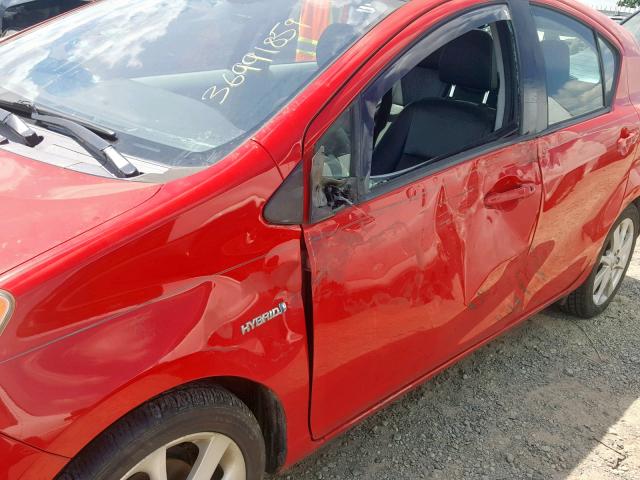 JTDKDTB31C1000237 - 2012 TOYOTA PRIUS C RED photo 9