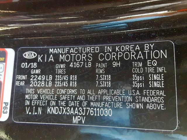 KNDJX3AA3J7611030 - 2018 KIA SOUL ! Qara foto 10