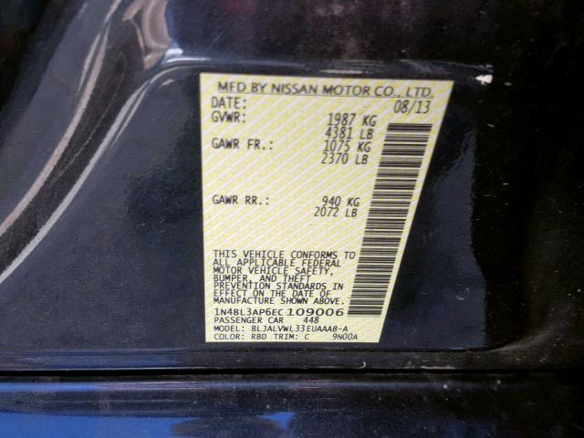 1N4BL3AP6EC109006 - 2014 NISSAN ALTIMA 3.5 BLACK photo 10