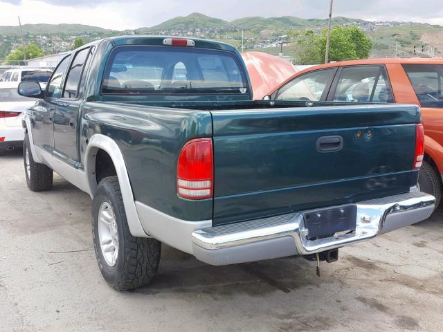 1B7HG2AN31S272178 - 2001 DODGE DAKOTA QUA GREEN photo 3