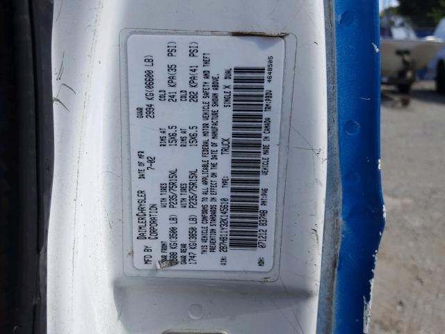 2B7HB11Y32K145610 - 2002 DODGE RAM VAN B1 BLUE photo 10