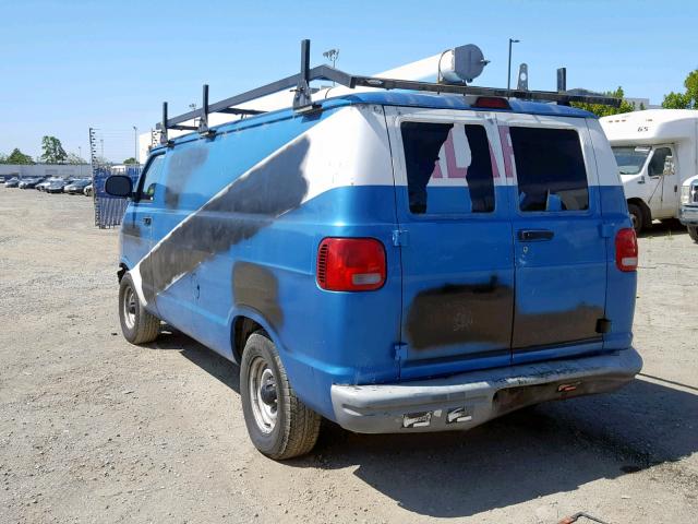 2B7HB11Y32K145610 - 2002 DODGE RAM VAN B1 BLUE photo 3