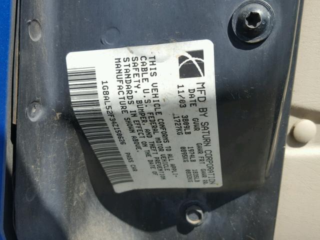 1G8AL52F34Z150626 - 2004 SATURN ION LEVEL BLUE photo 10