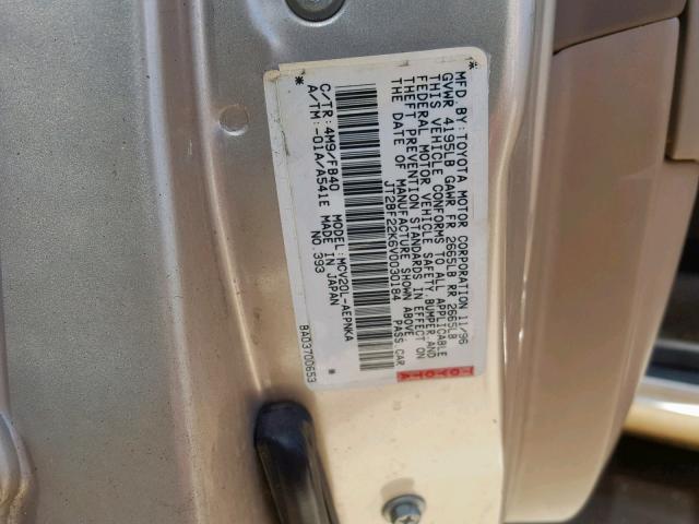 JT2BF22K6V0030184 - 1997 TOYOTA CAMRY LE TAN photo 10