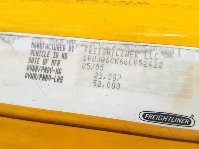 1FUJA6CK66LV52622 - 2006 FREIGHTLINER CONVENTION YELLOW photo 10