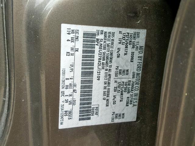 5LMEU27R42LJ12109 - 2002 LINCOLN NAVIGATOR GOLD photo 10