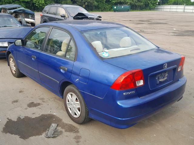 1HGES16485L020133 - 2005 HONDA CIVIC DX BLUE photo 3