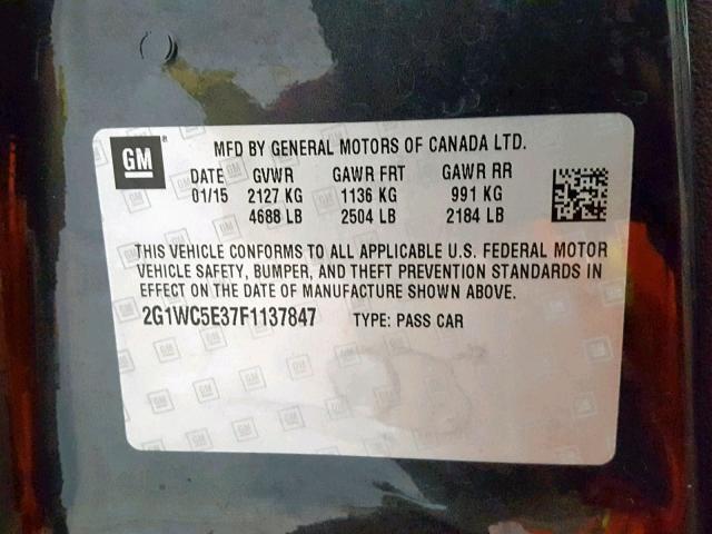 2G1WC5E37F1137847 - 2015 CHEVROLET IMPALA LIM GRAY photo 10