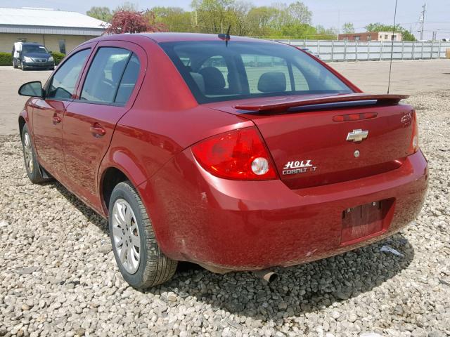 1G1AT58H697194114 - 2009 CHEVROLET COBALT LT RED photo 3