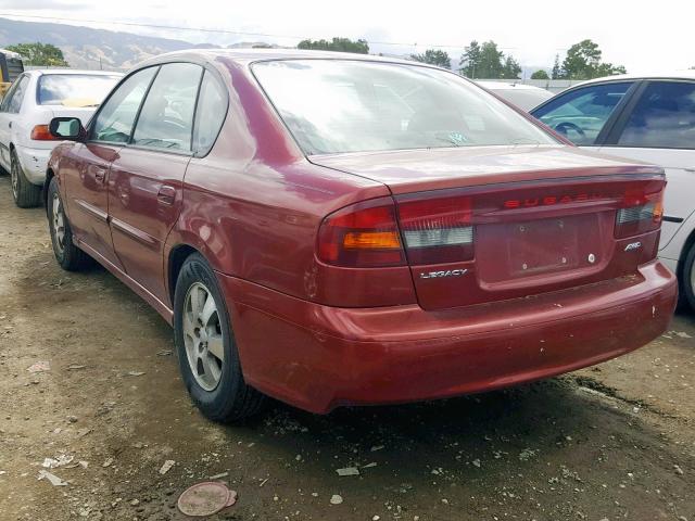 4S3BE625547205509 - 2004 SUBARU LEGACY L S RED photo 3