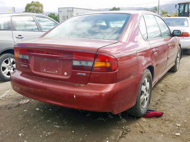 4S3BE625547205509 - 2004 SUBARU LEGACY L S RED photo 4