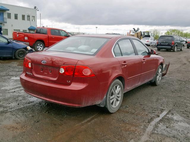 KNAGE123285172958 - 2008 KIA MAGENTIS RED photo 4