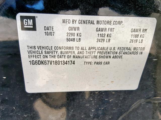 1G6DK67V180134174 - 2008 CADILLAC STS BLACK photo 10