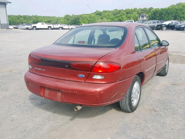 1FALP13P4VW367467 - 1997 FORD ESCORT LX RED photo 4