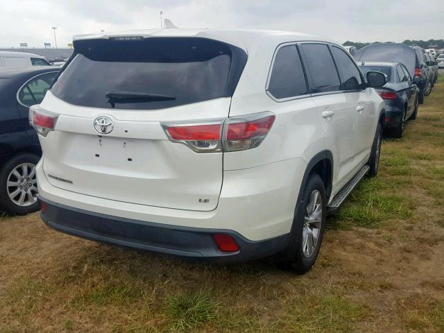 5TDZKRFH1FS058210 - 2015 TOYOTA HIGHLANDER WHITE photo 4