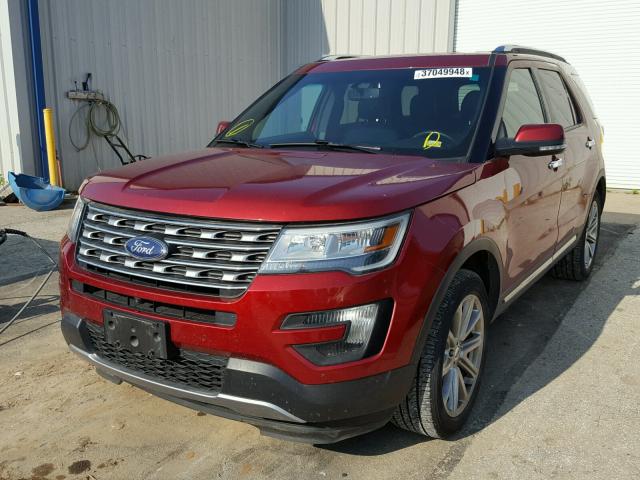 1FM5K8F84GGA98796 - 2016 FORD EXPLORER L RED photo 2