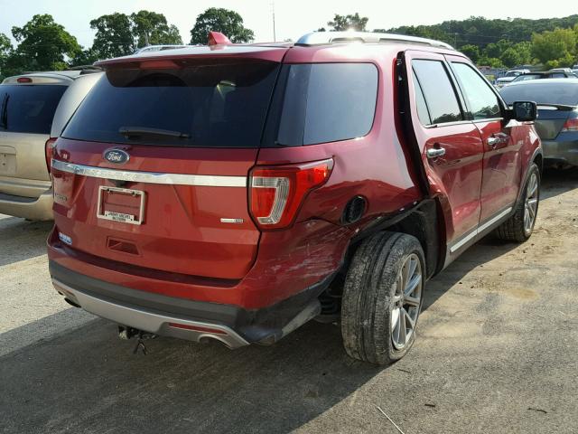 1FM5K8F84GGA98796 - 2016 FORD EXPLORER L RED photo 4