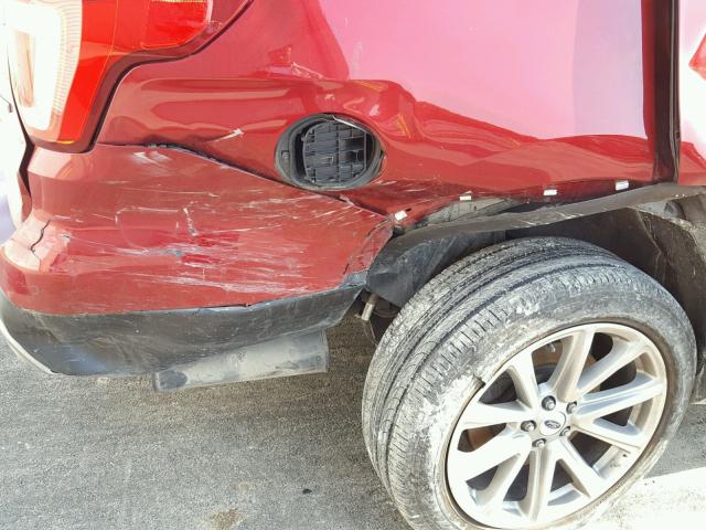 1FM5K8F84GGA98796 - 2016 FORD EXPLORER L RED photo 9