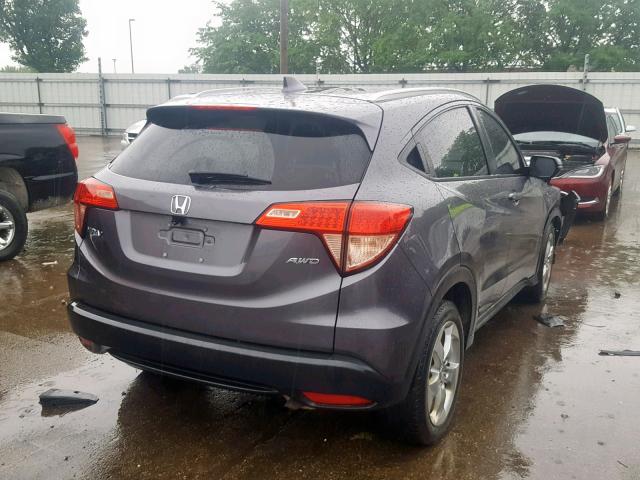 3CZRU6H70GM700621 - 2016 HONDA HR-V EXL GRAY photo 4