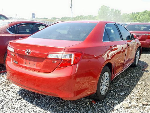 4T1BF1FK2CU523504 - 2012 TOYOTA CAMRY LE A RED photo 4