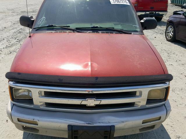 1GNCS13W0T2121625 - 1996 CHEVROLET BLAZER BURGUNDY photo 7