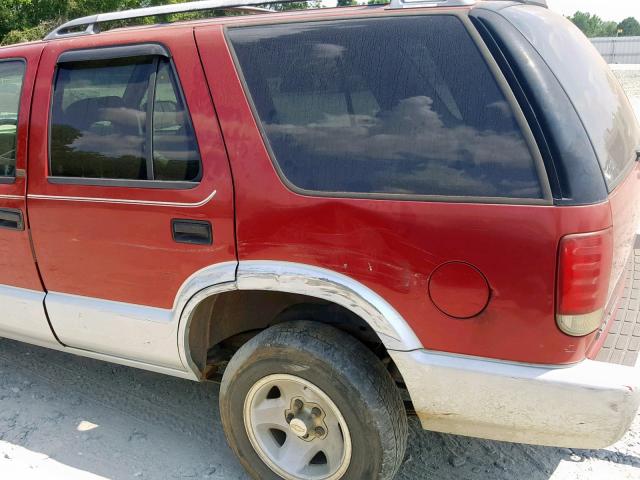 1GNCS13W0T2121625 - 1996 CHEVROLET BLAZER BURGUNDY photo 9