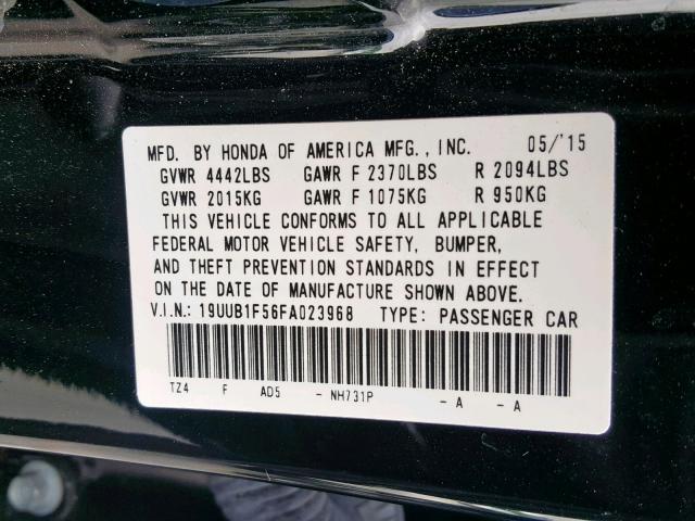 19UUB1F56FA023968 - 2015 ACURA TLX TECH BLACK photo 10