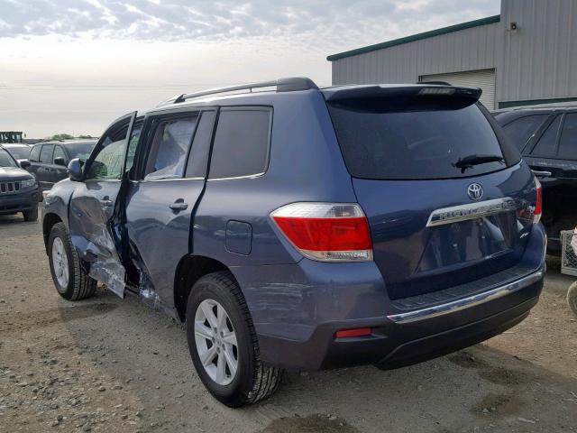 5TDBK3EH2DS243279 - 2013 TOYOTA HIGHLANDER BLUE photo 3