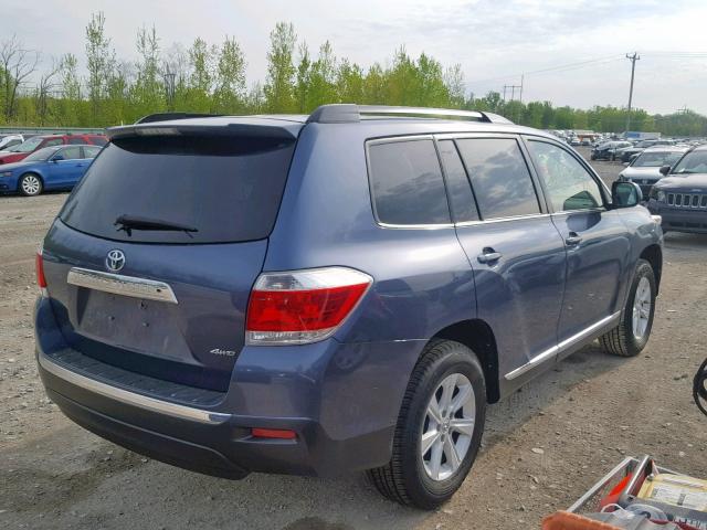 5TDBK3EH2DS243279 - 2013 TOYOTA HIGHLANDER BLUE photo 4