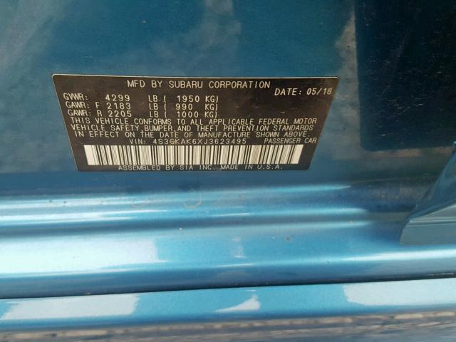 4S3GKAK6XJ3623495 - 2018 SUBARU IMPREZA SP BLUE photo 10