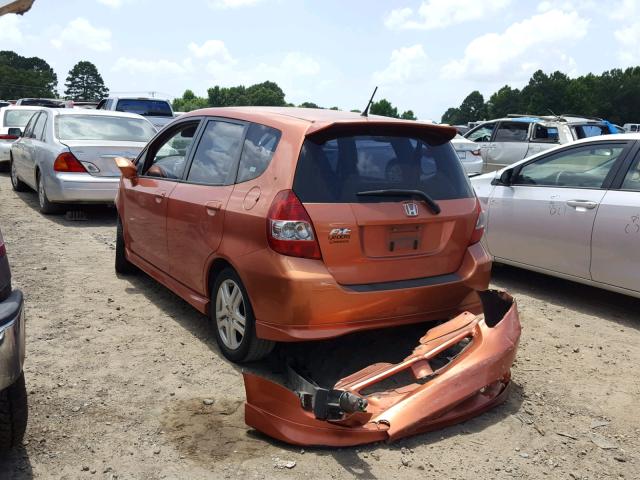 JHMGD38668S004436 - 2008 HONDA FIT SPORT ORANGE photo 3