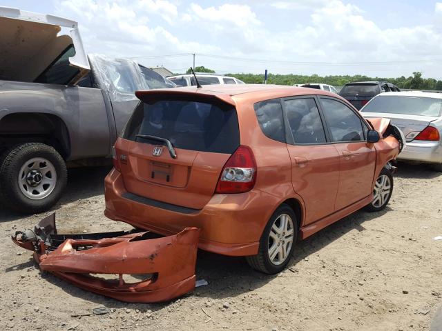 JHMGD38668S004436 - 2008 HONDA FIT SPORT ORANGE photo 4