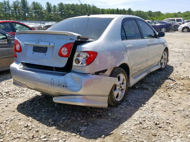 2T1BY32E15C368339 - 2005 TOYOTA COROLLA XR SILVER photo 4