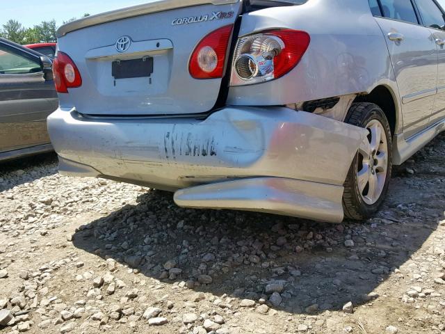 2T1BY32E15C368339 - 2005 TOYOTA COROLLA XR SILVER photo 9