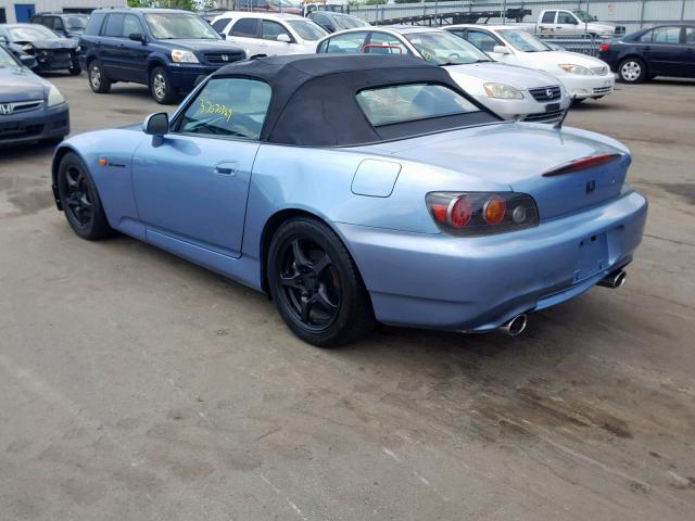 JHMAP21475S001704 - 2005 HONDA S2000 BLUE photo 3