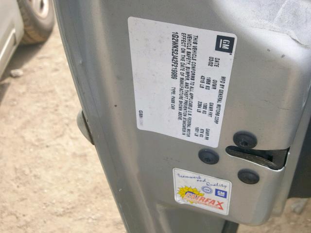 1G2WK52J42F219989 - 2002 PONTIAC GRAND PRIX SILVER photo 10