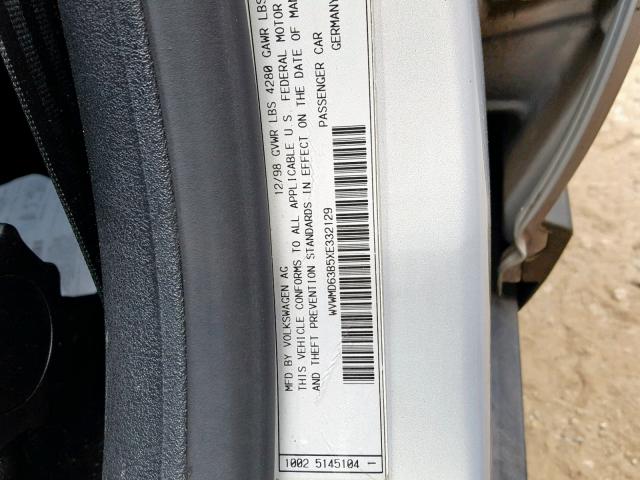 WVWMD63B5XE332129 - 1999 VOLKSWAGEN PASSAT GLS SILVER photo 10