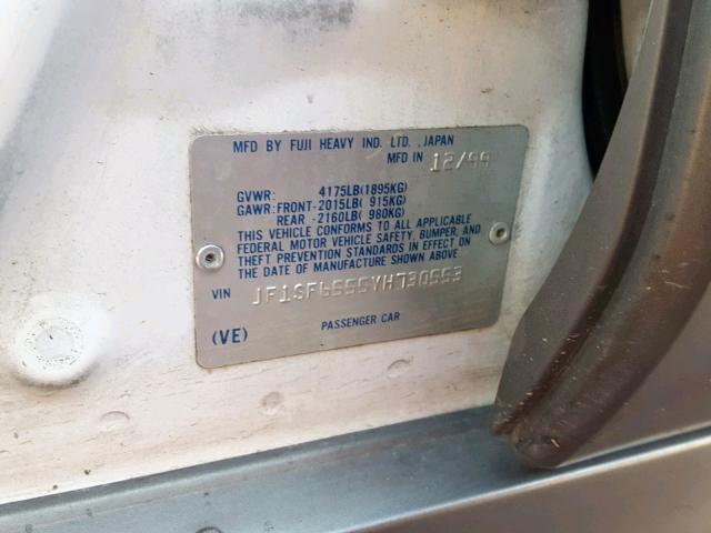 JF1SF6555YH730553 - 2000 SUBARU FORESTER S Ağ foto 10