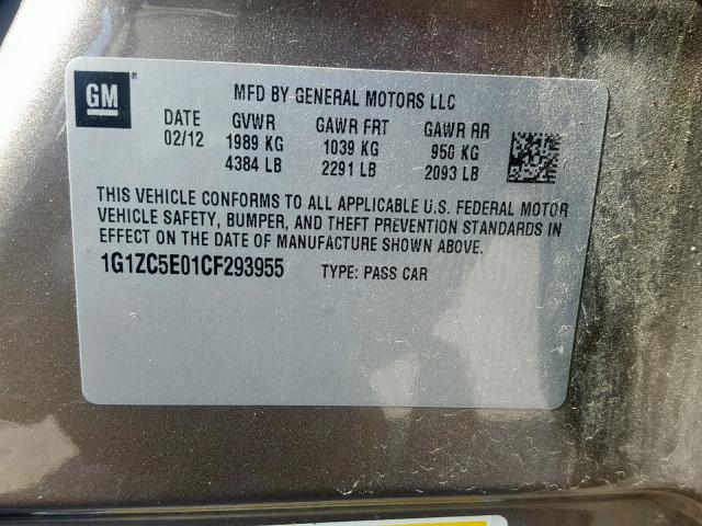 1G1ZC5E01CF293955 - 2012 CHEVROLET MALIBU 1LT BROWN photo 10